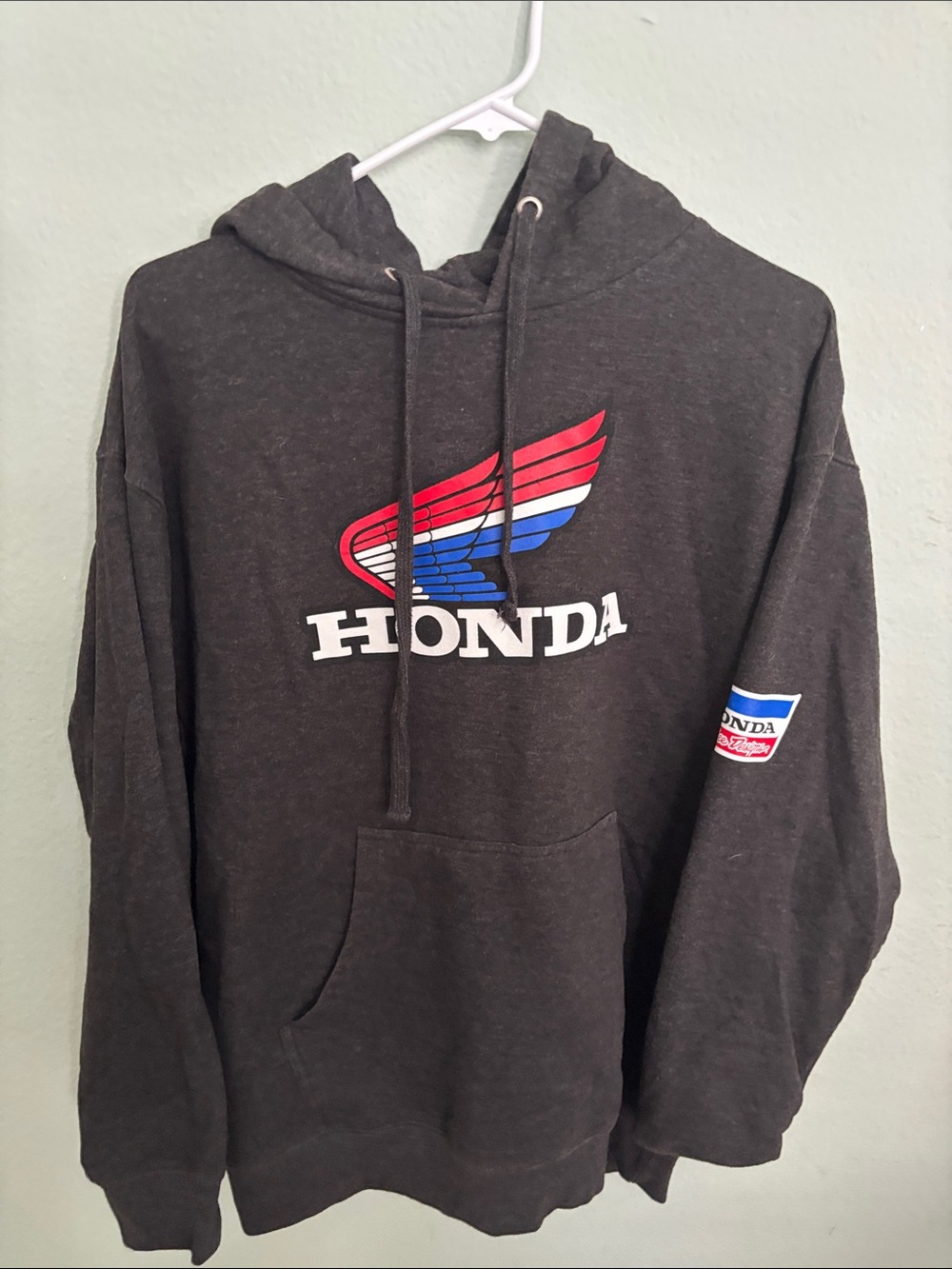 Honda Black Hoodie with Red White Blue Wing Logo
